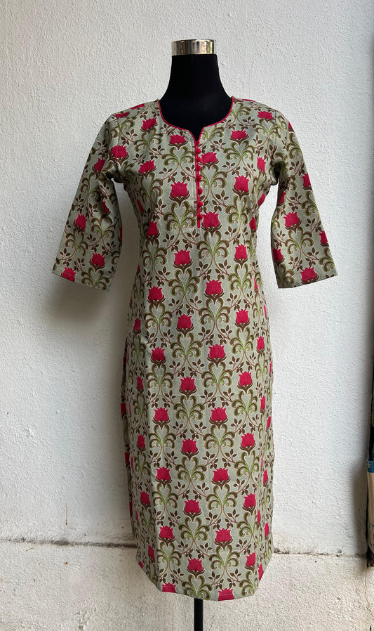 Women’s pista Cotton Printed Straight Kurtis