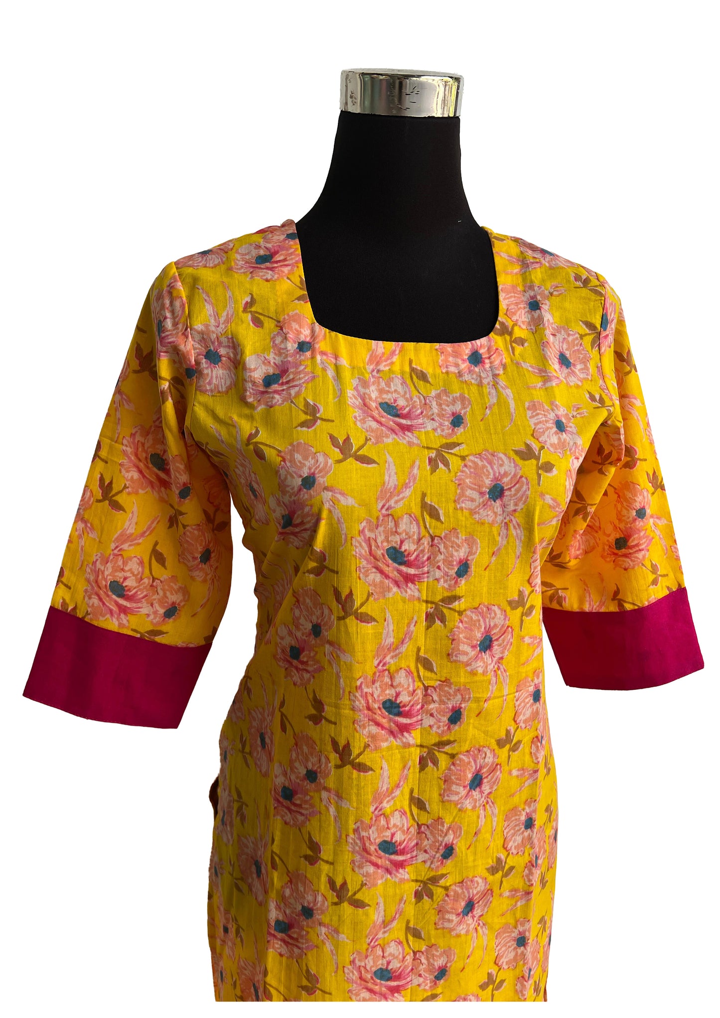 Women’s Bright Yellow Floral Printed Kurti