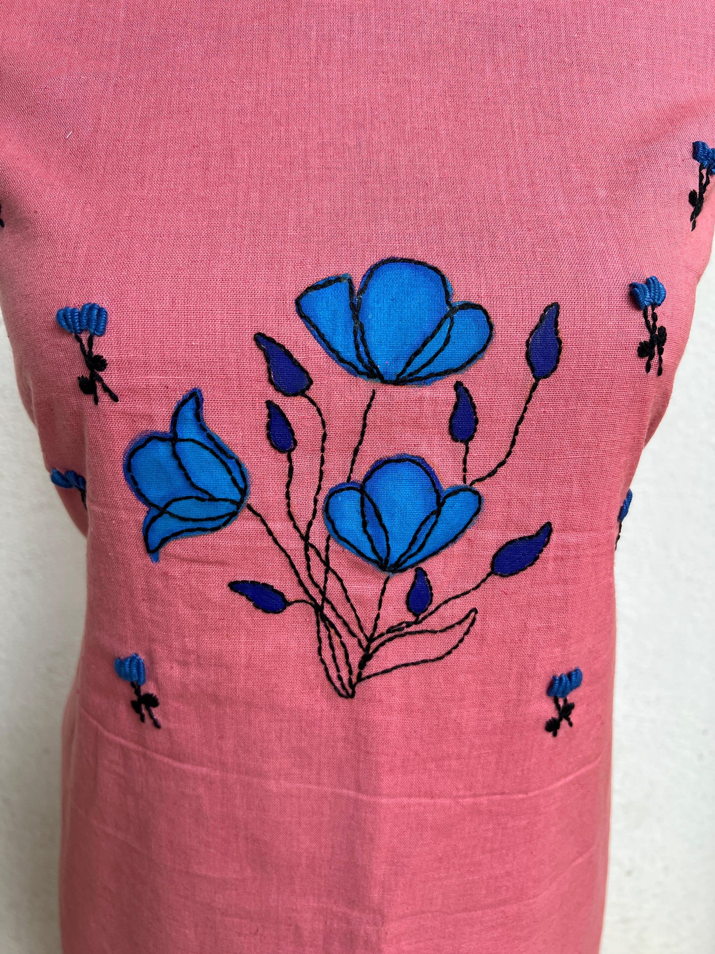 kurta material with hand embroidery with painting materials