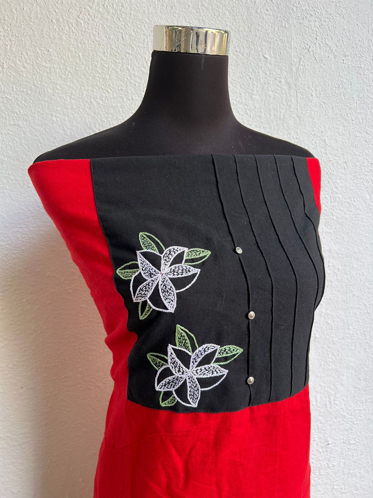 kurta material with hand embroidery with painting materials