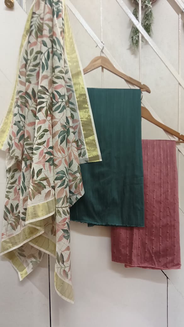 slub silk  3 piece set