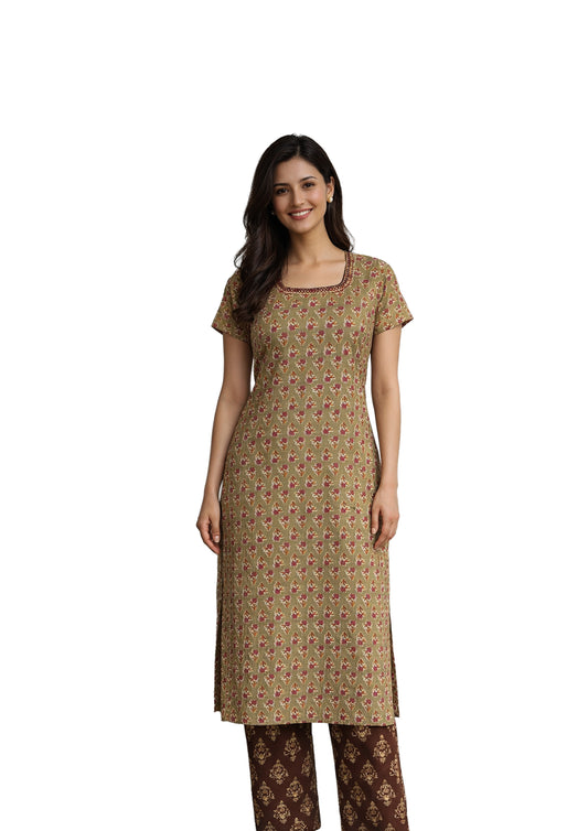 Women’s Floral Printed Straight Kurti