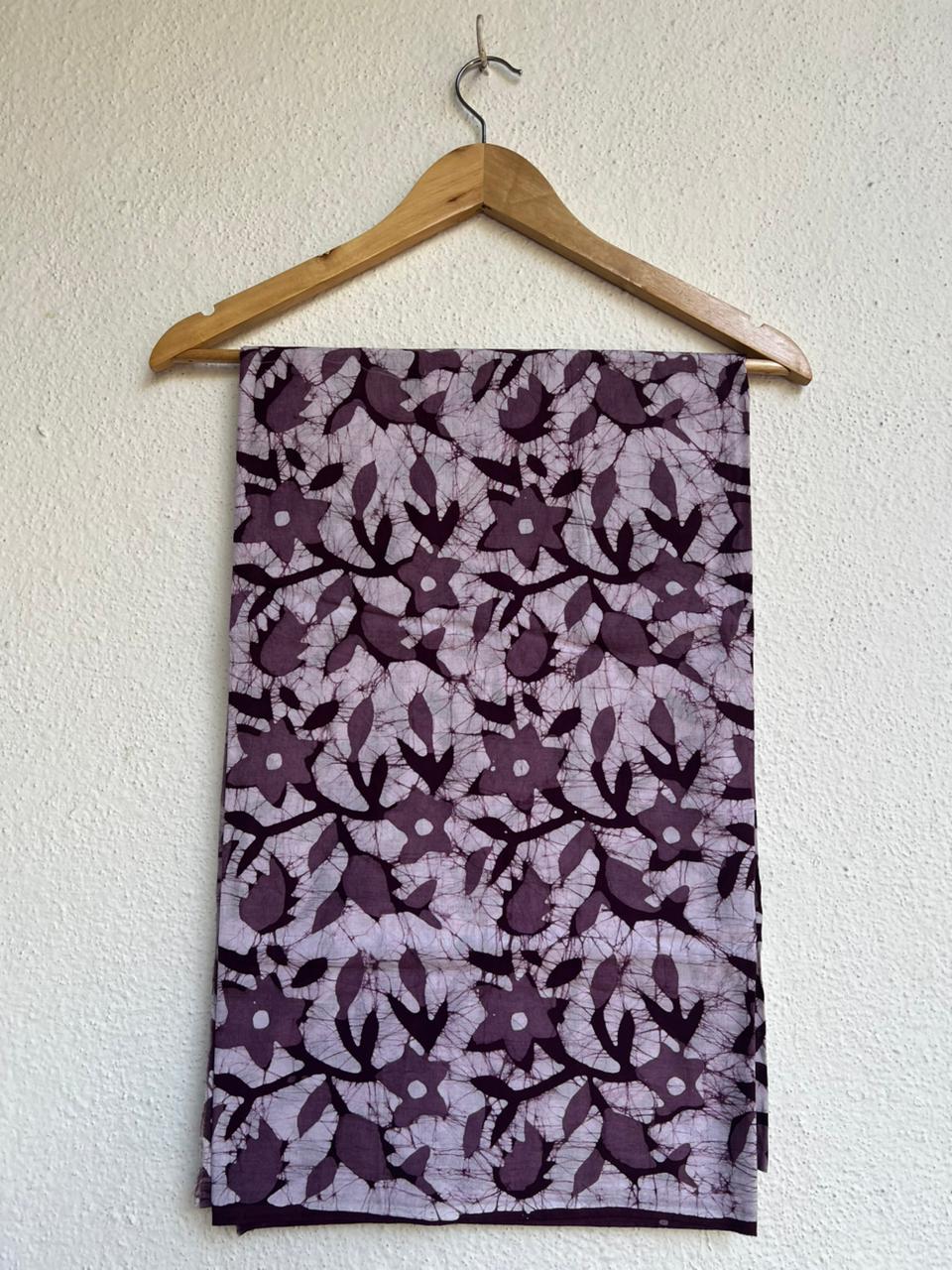 handblock batik Floral print with white base colour kurta material fabric