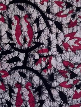handblock batik Pink Floral print with Black base  colour kurta material fabric