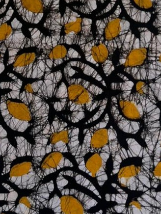 handblock batik yellow Floral print with black base colour kurta material fabric