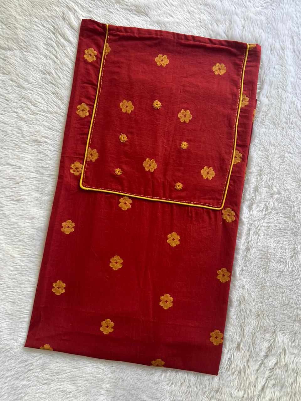 kurta material with hand embroidery with painting materials