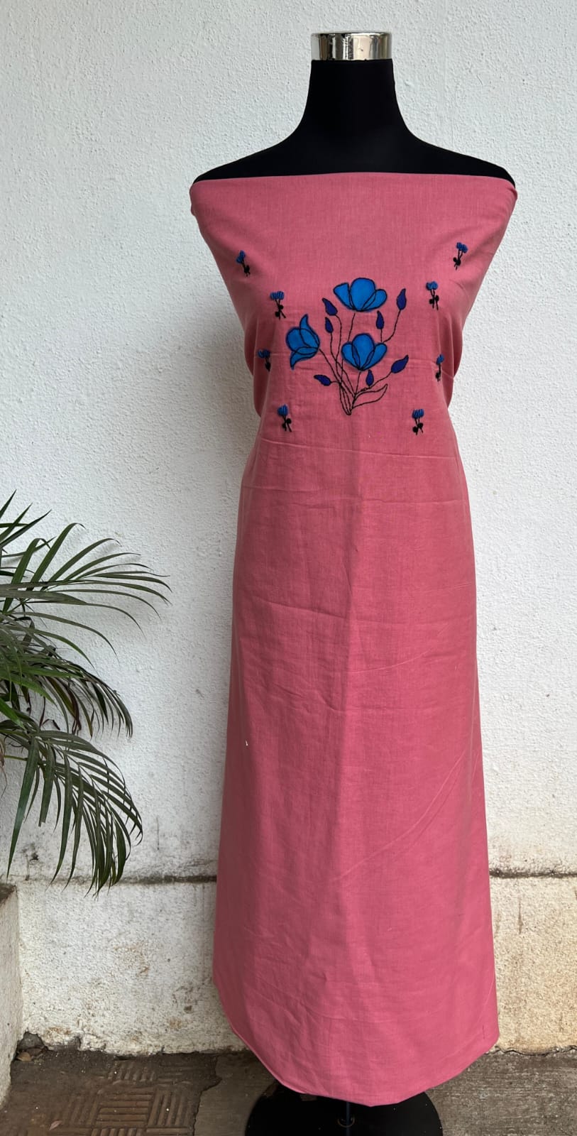 kurta material with hand embroidery with painting materials