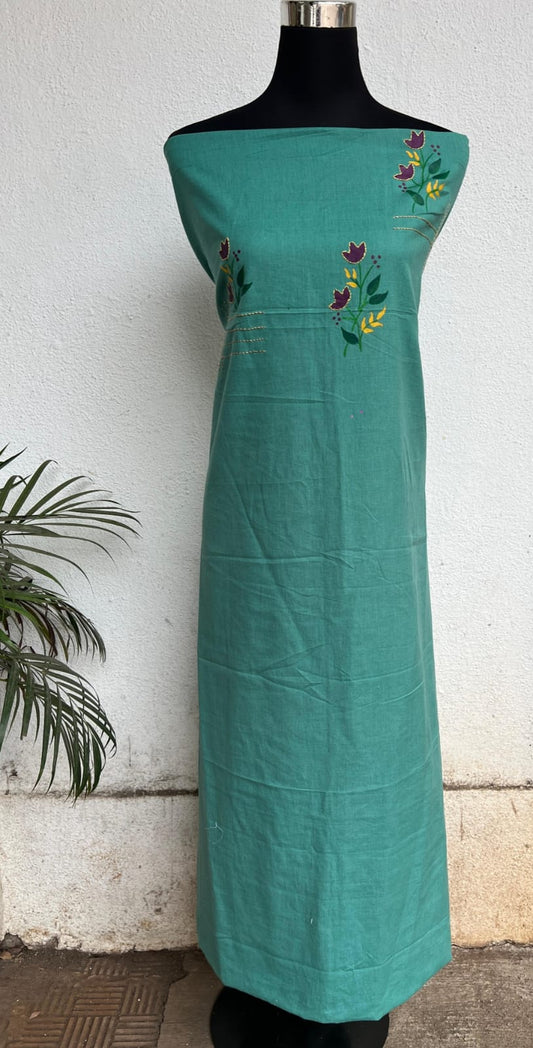 kurta material with hand embroidery with painting materials