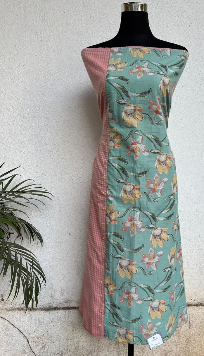 kurta material with hand embroidery with painting materials