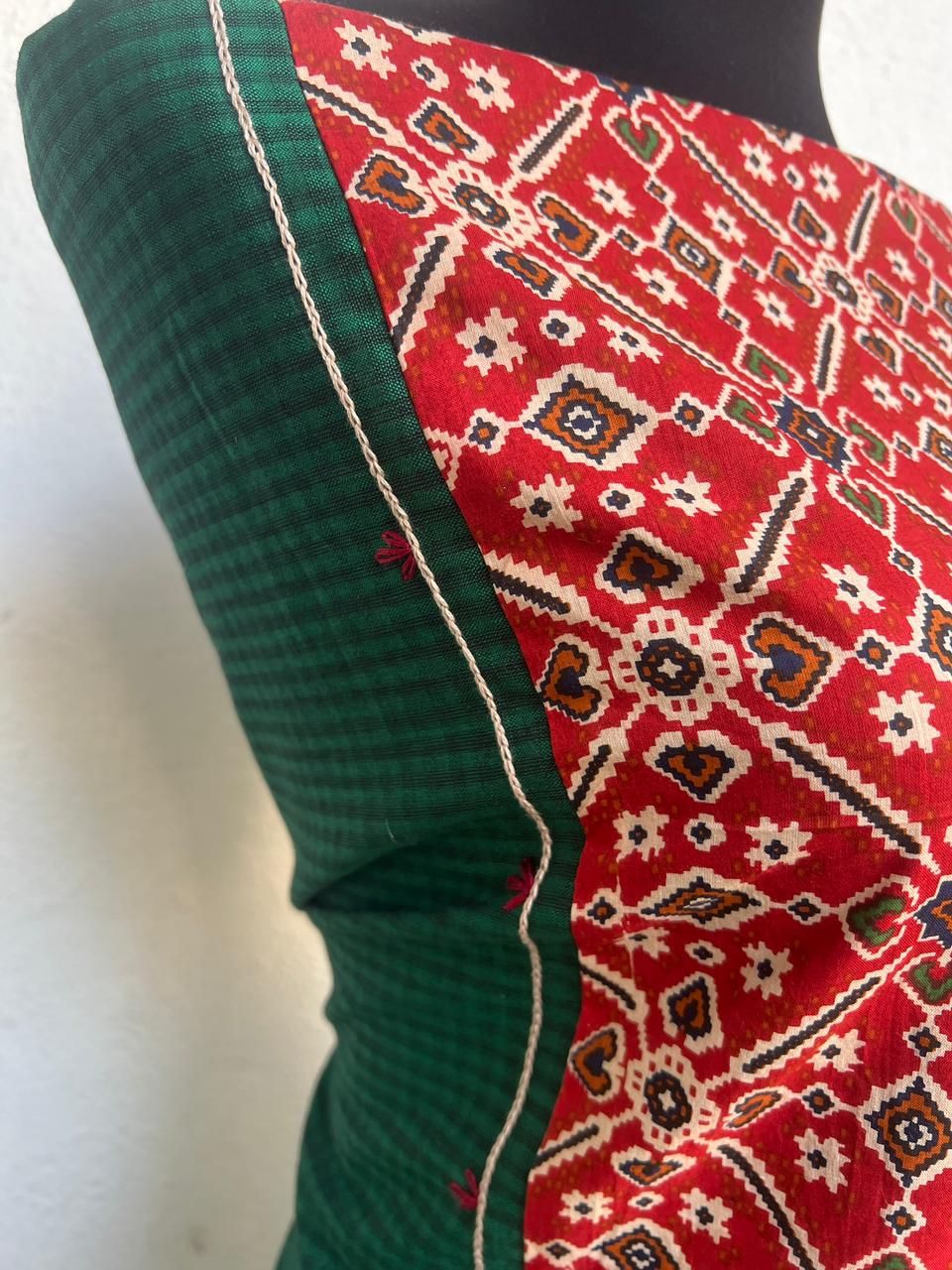 kurta material with hand embroidery with painting materials