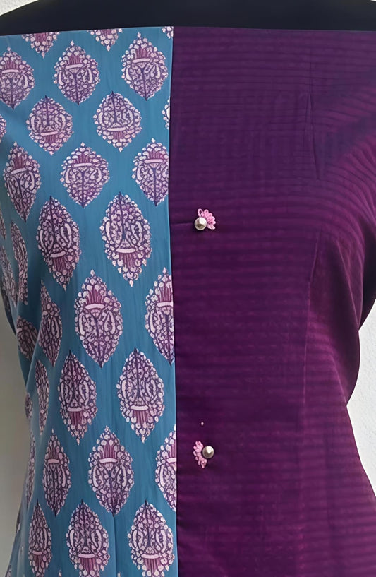kurta material with hand embroidery with painting materials