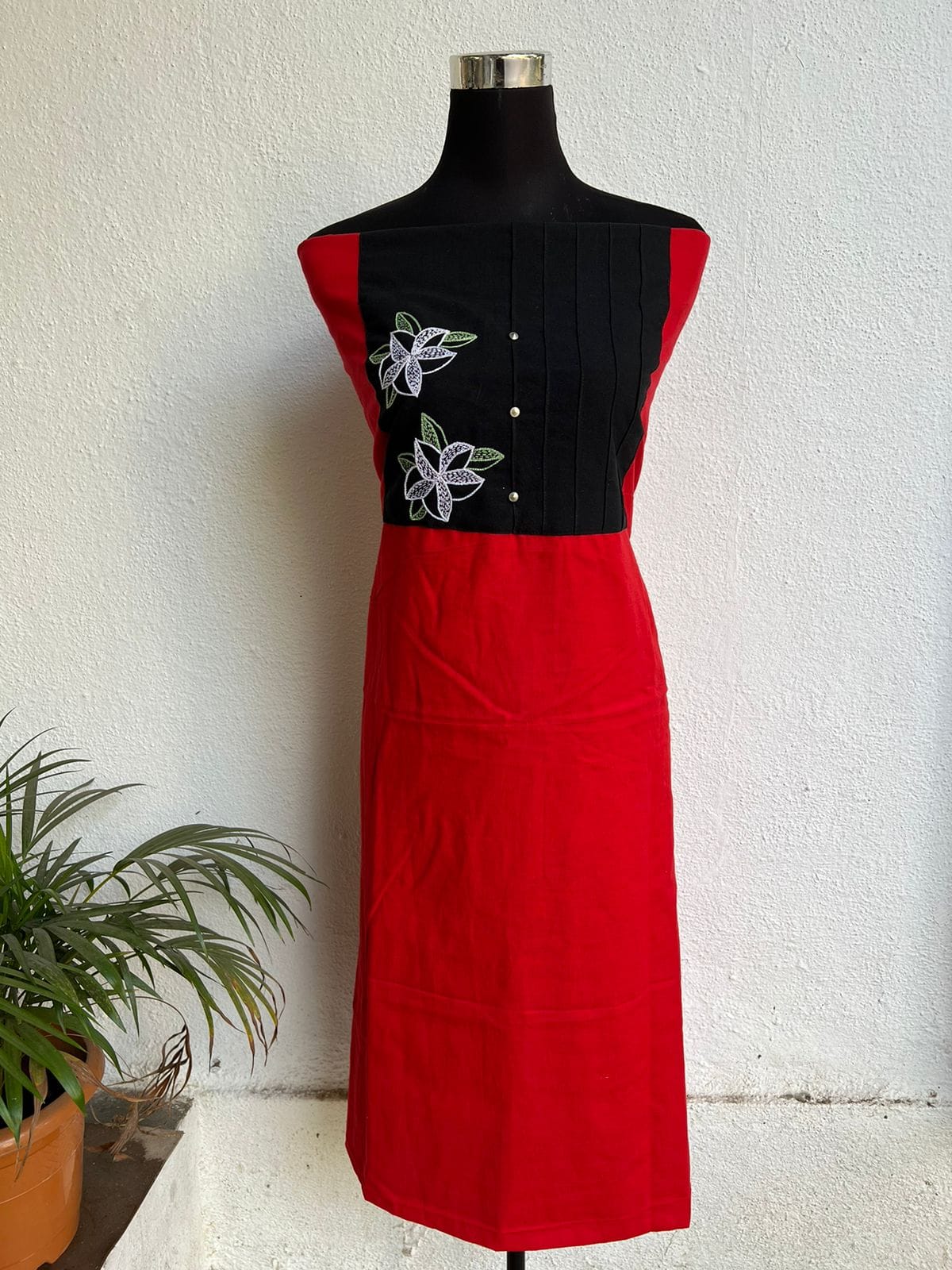 kurta material with hand embroidery with painting materials