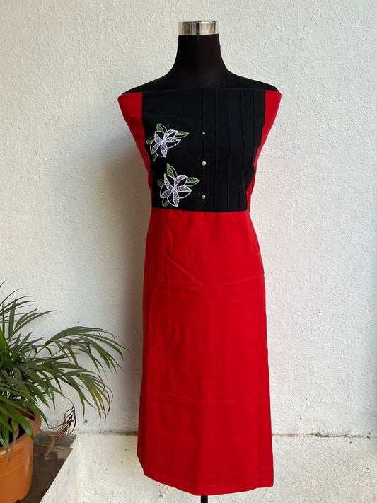 kurta material with hand embroidery with painting materials