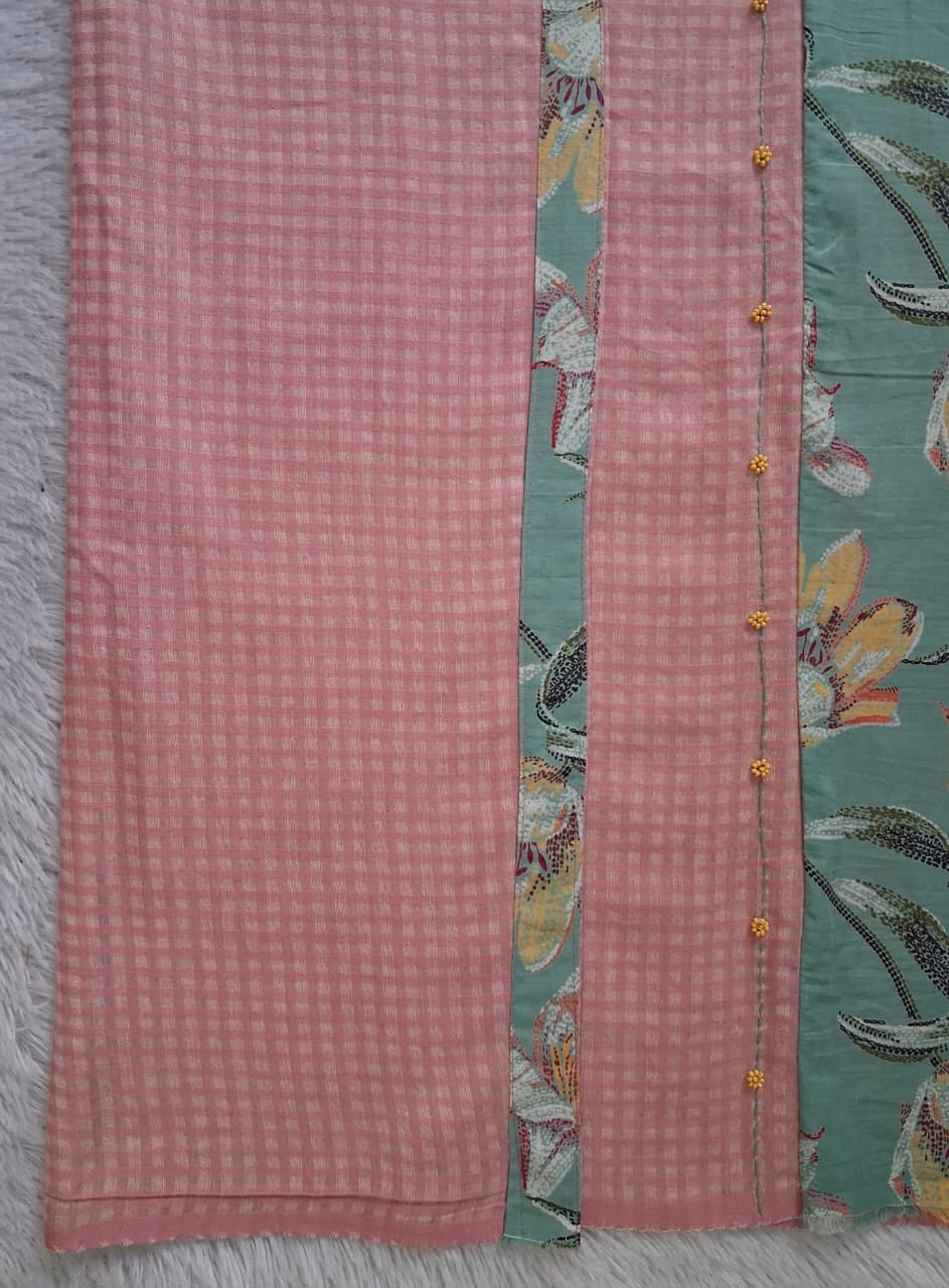 kurta material with hand embroidery with painting materials