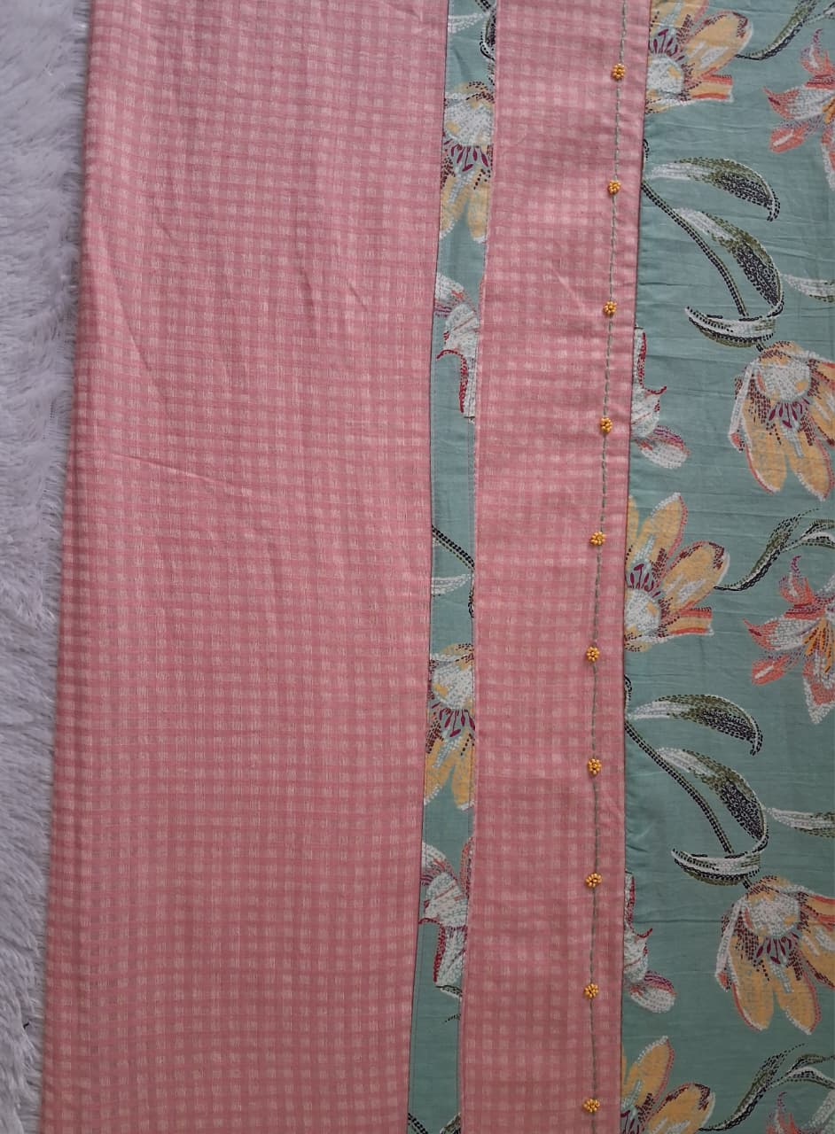 kurta material with hand embroidery with painting materials