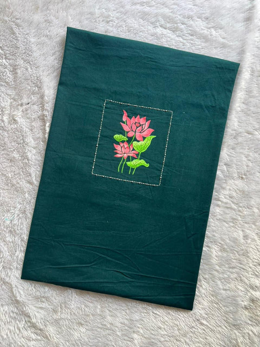 kurta material painting with hand embroidery materials
