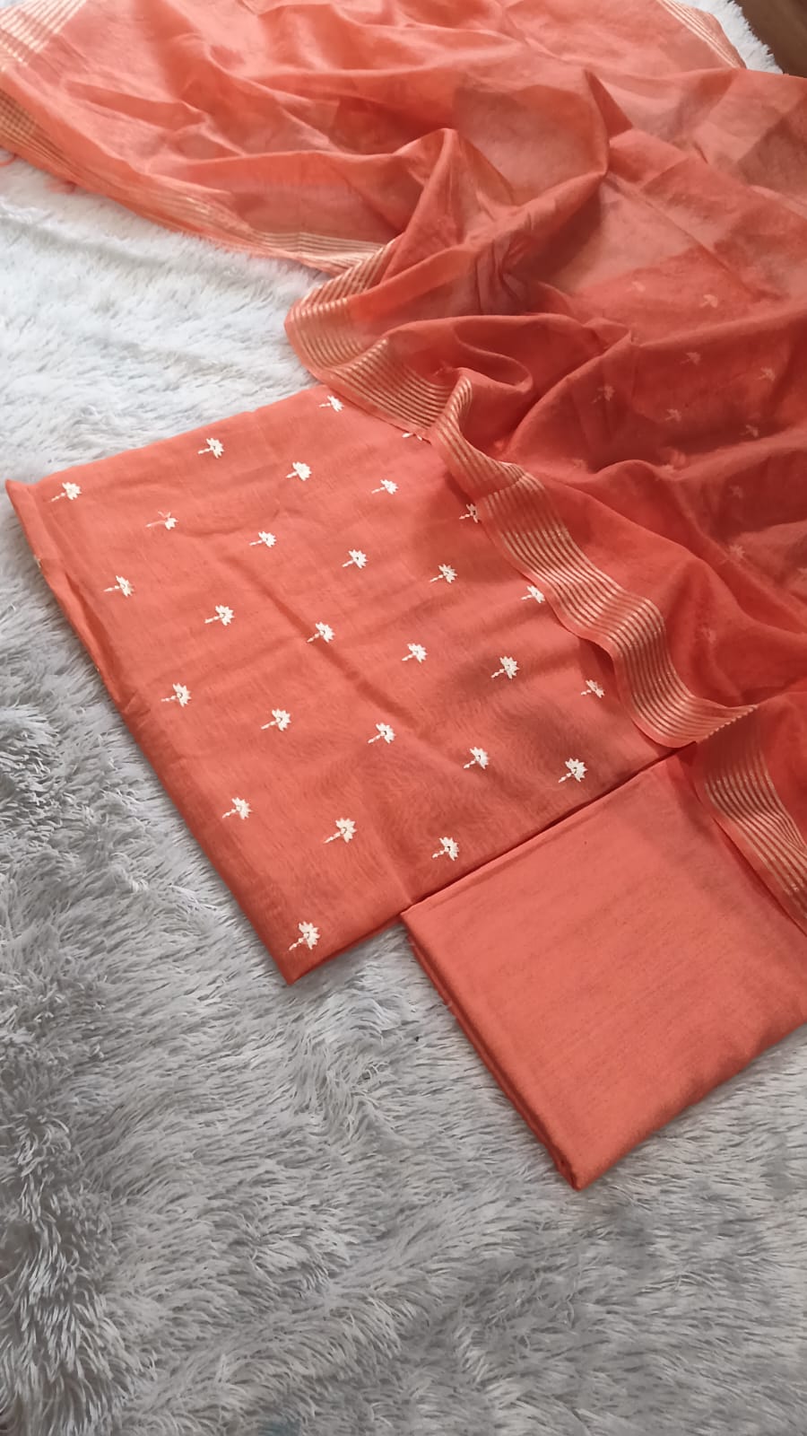 mul chanderi  3 piece set