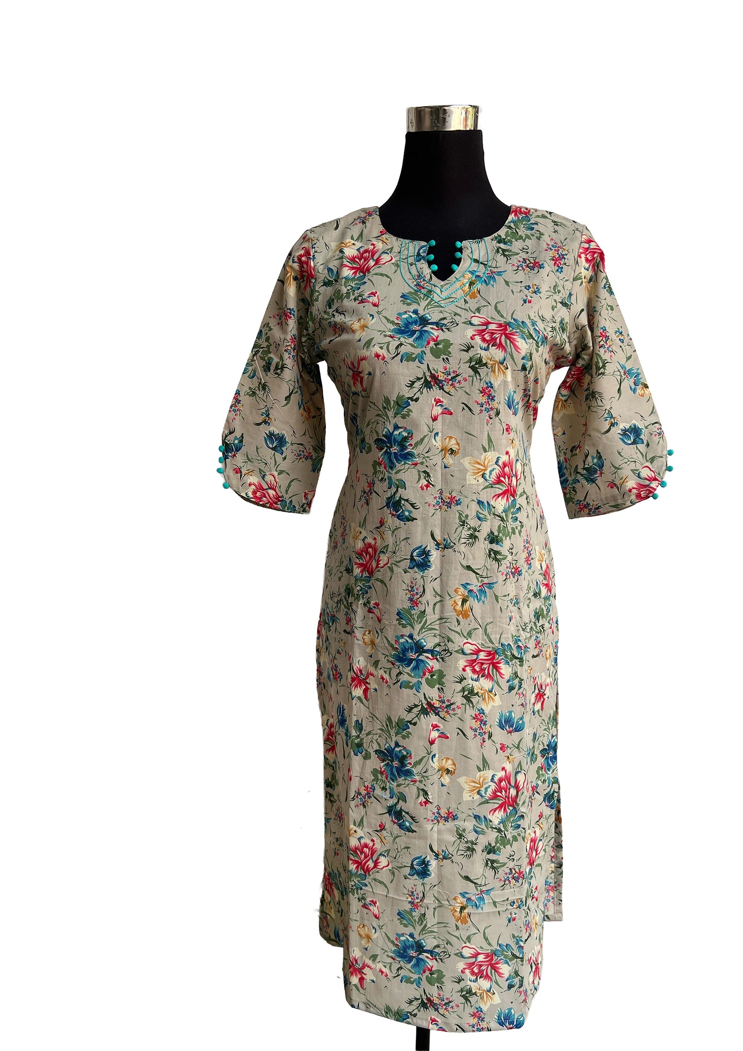 Women's Multi-Color Floral Straight Kurta / Long Top