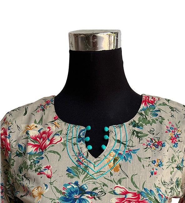 Women's Multi-Color Floral Straight Kurta / Long Top