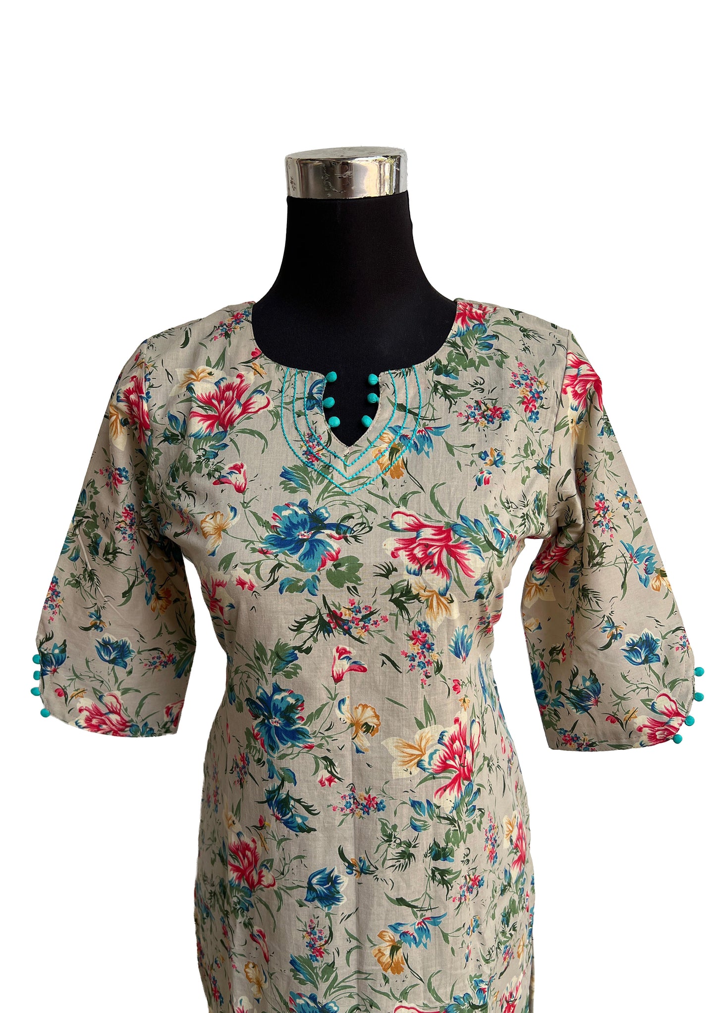 Women's Multi-Color Floral Straight Kurta / Long Top