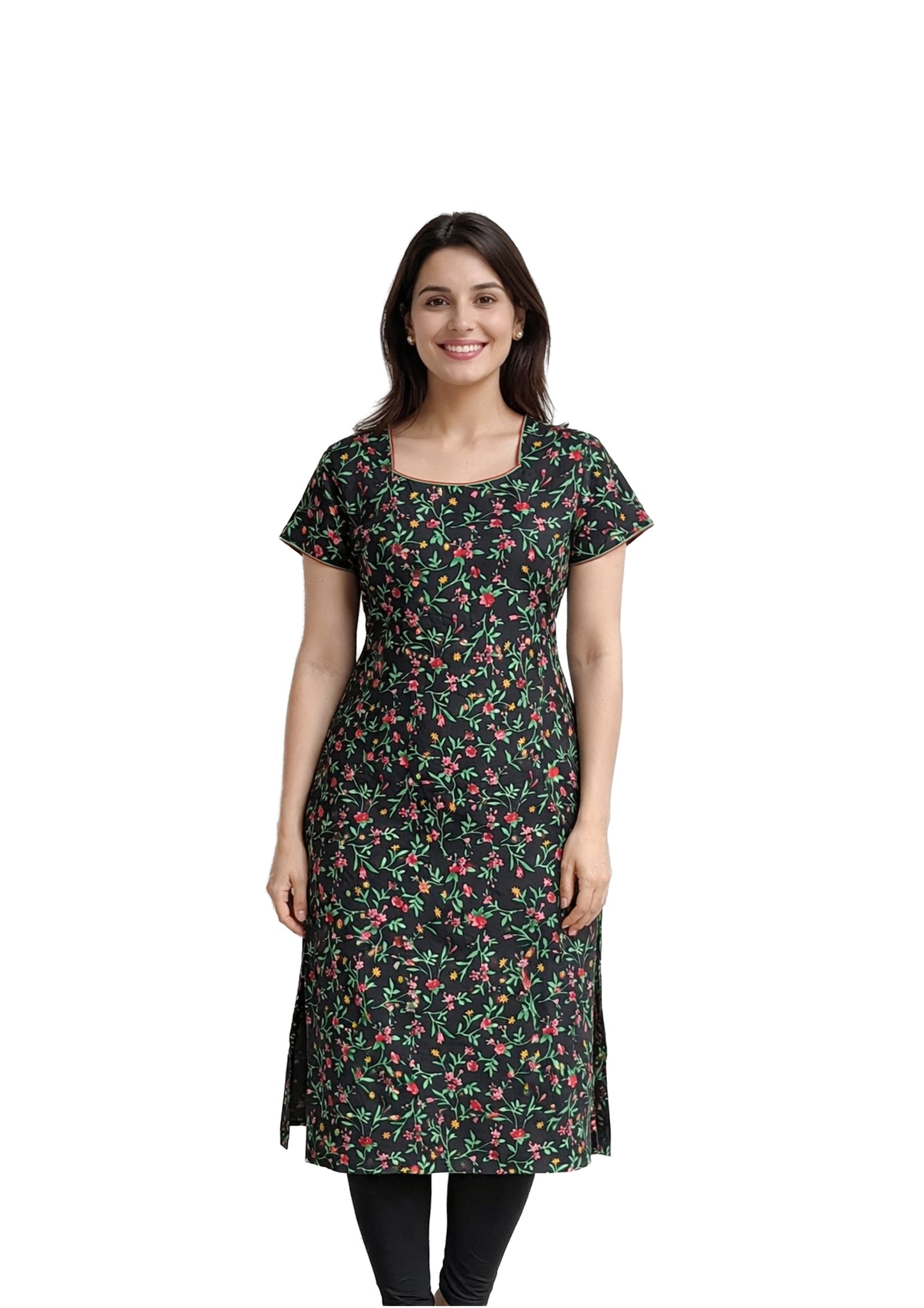 🌼 Women’s Elegant Floral Printed Straight Kurti