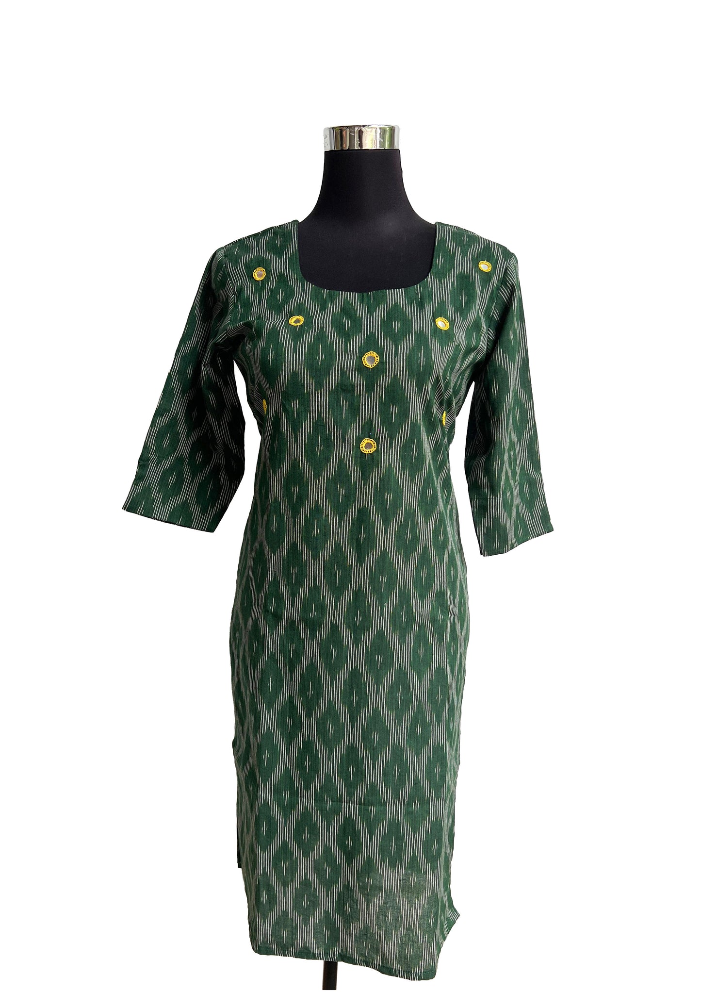 Women’s Green Ikat Printed Straight Kurti