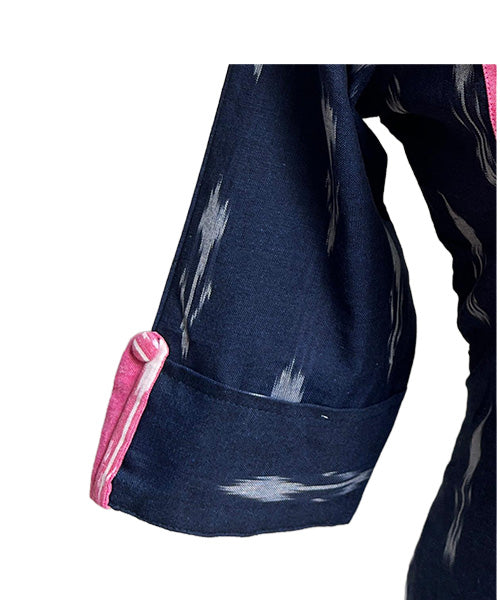 Women’s Navy Blue & Pink with Pure Ikkat Weaves