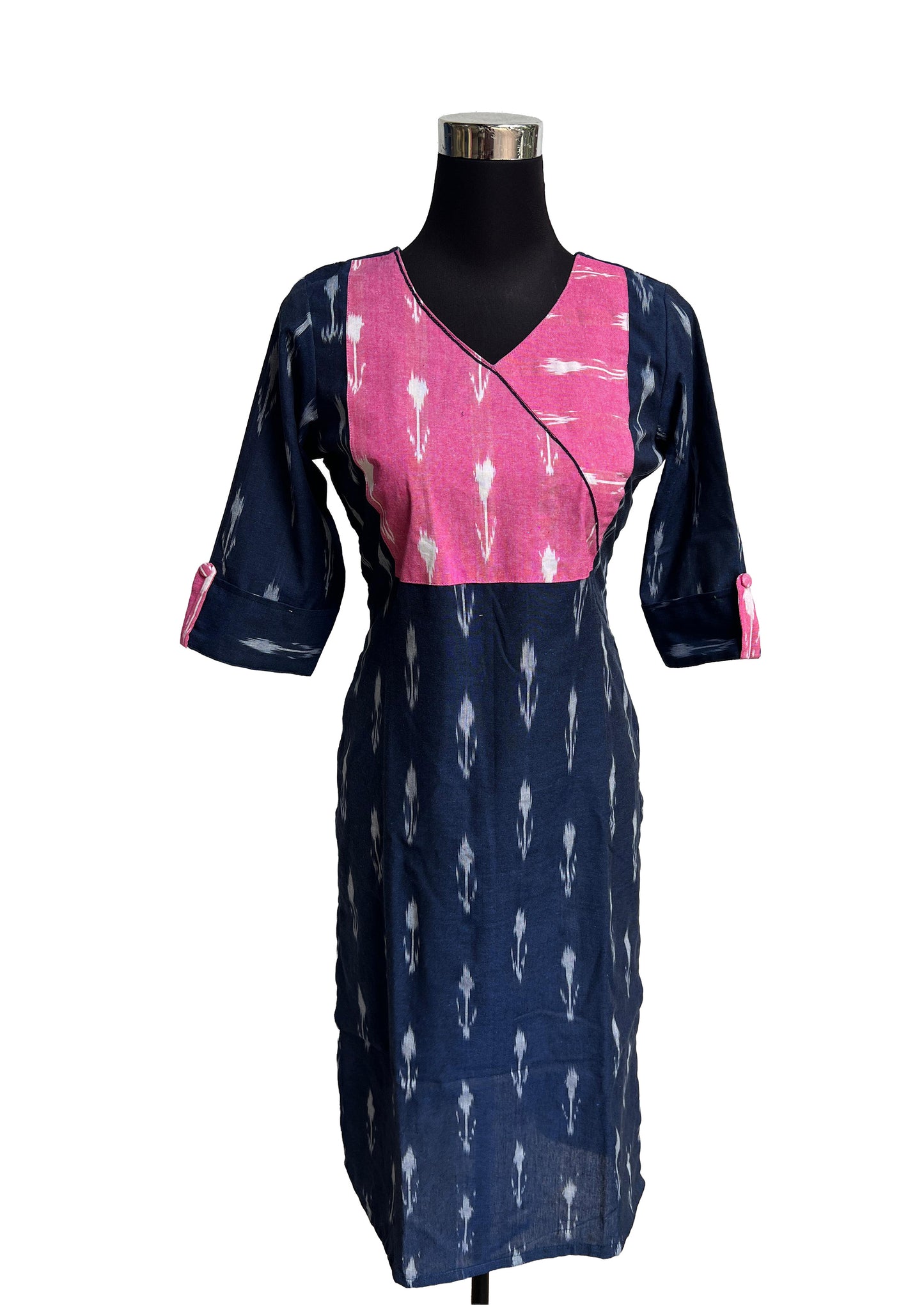 Women’s Navy Blue & Pink with Pure Ikkat Weaves