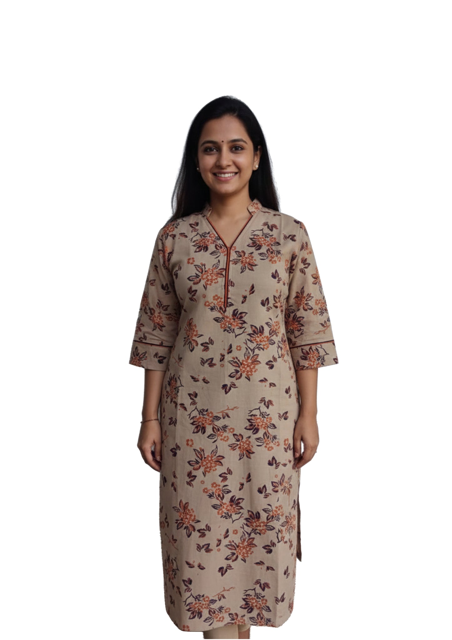 Women’s Floral Printed Straight Kurti | pure kalamkari handblock print cotton